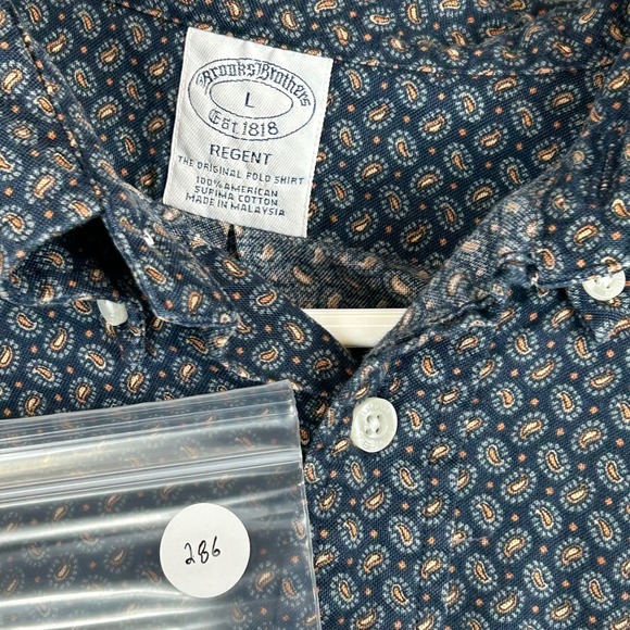 Brooks Brothers Regent Men's Long Sleeve Button Down Micro Paisley Print Size L - Picture 10 of 10